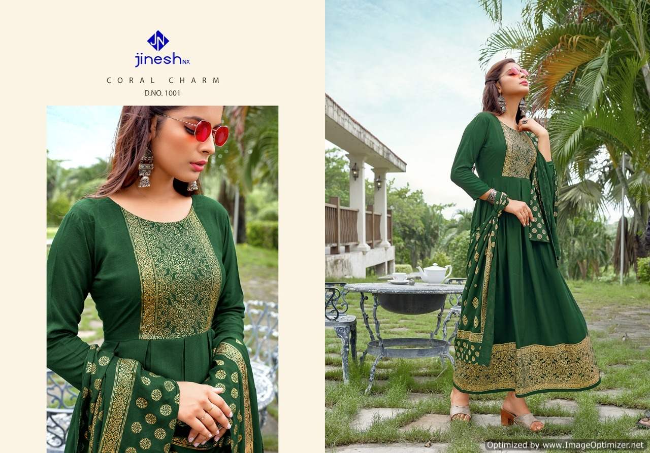Jinesh Nx Akansha 1 Heavy Designer Festive Wear Kurti With Bottom And Dupatta Ready Made Collection
